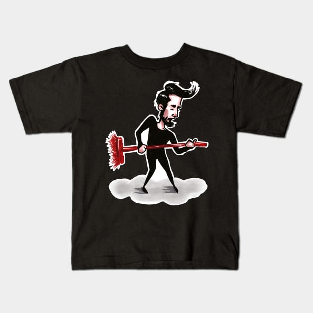 man playing on mop Kids T-Shirt by barbasantara